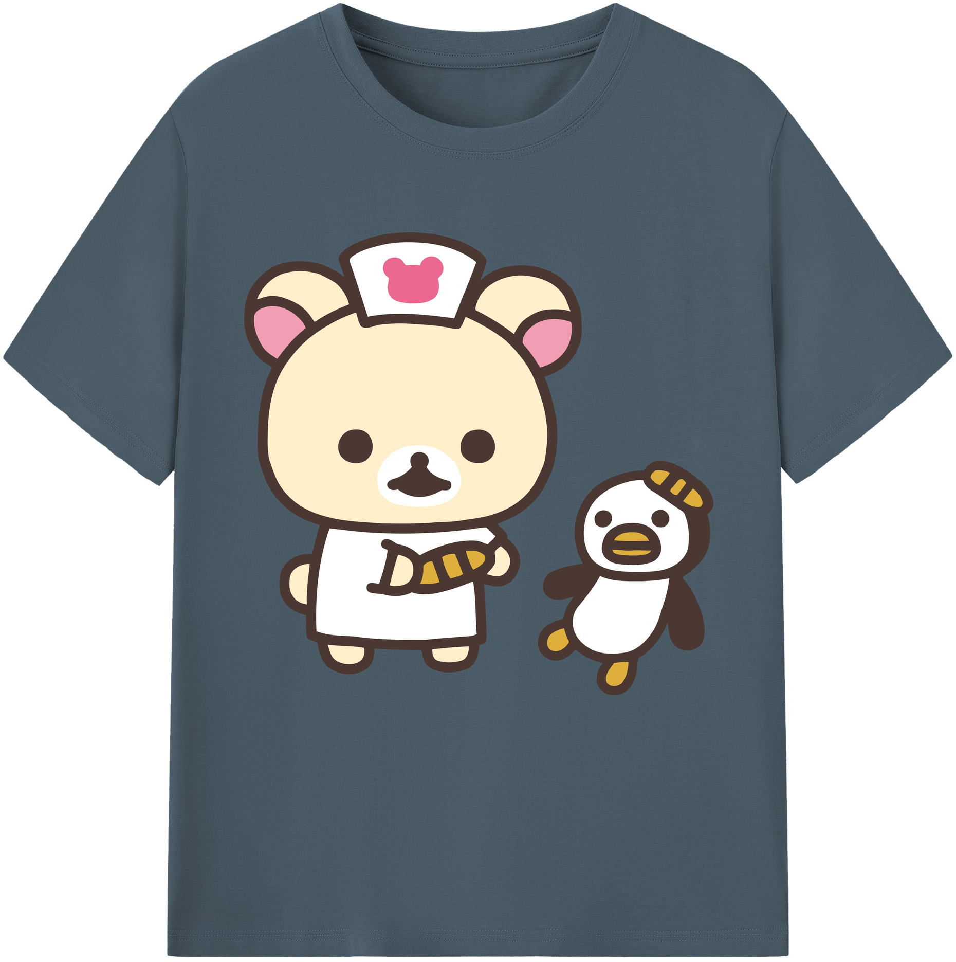 （画像用） リラックマ リラックマ キイロイトリ Rilakkuma Korilakkuma Kiiroitori 綿100％半袖Tシャツ（フロントプリント）